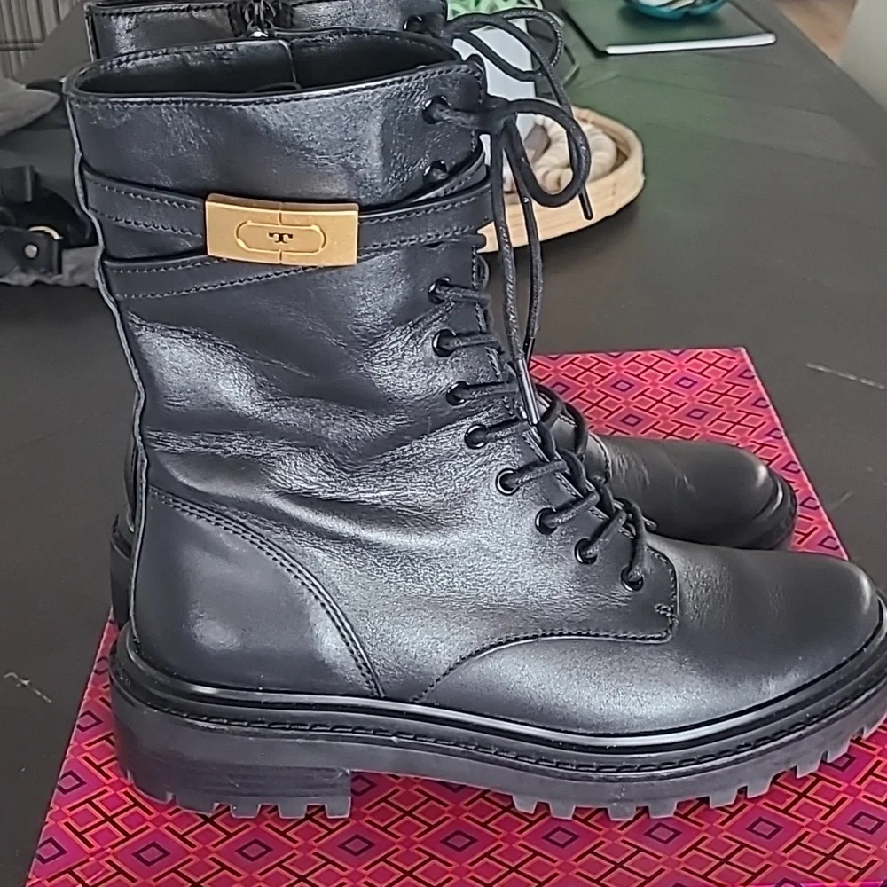 Tory Burch T Hardware Combat Boots